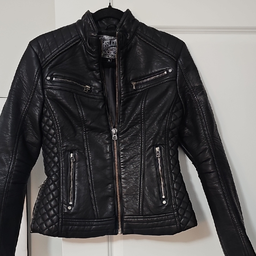 Affliction Black Quilted Leather Jacket